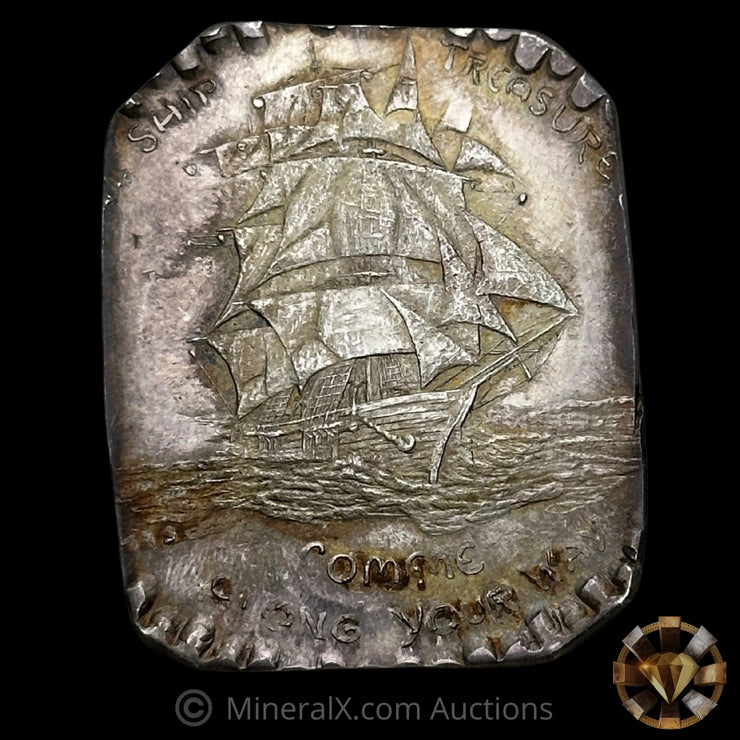 .8oz H Alvin Sharpe HAS Treasure Ship Vintage Silver Bar