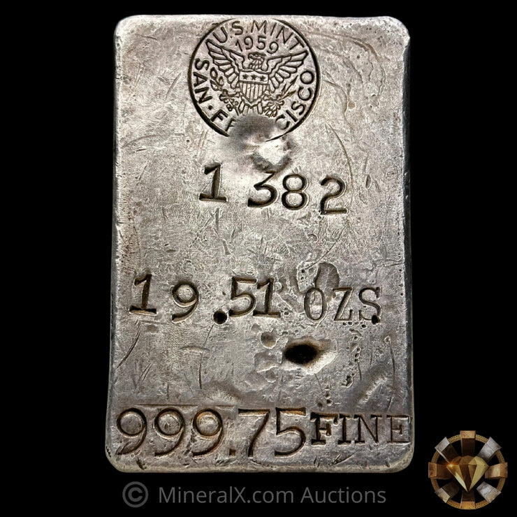 19.51oz 1959 US Mint San Francisco SF Mint Odd Weight Class Round Hallmark Vintage Silver Assay Ingot Bar