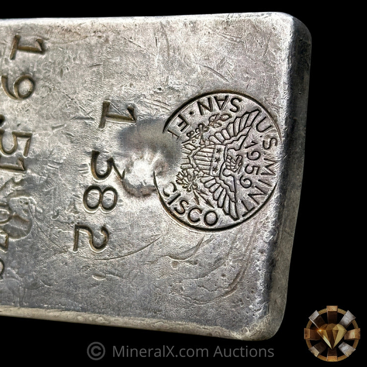 19.51oz 1959 US Mint San Francisco SF Mint Odd Weight Class Round Hallmark Vintage Silver Assay Ingot Bar
