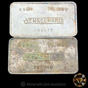 x2 10oz Engelhard No Dot Bull Logo Vintage Silver Bar Lot
