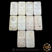 x10 10oz (100oz) Engelhard E Logo Vintage Silver Bar Lot
