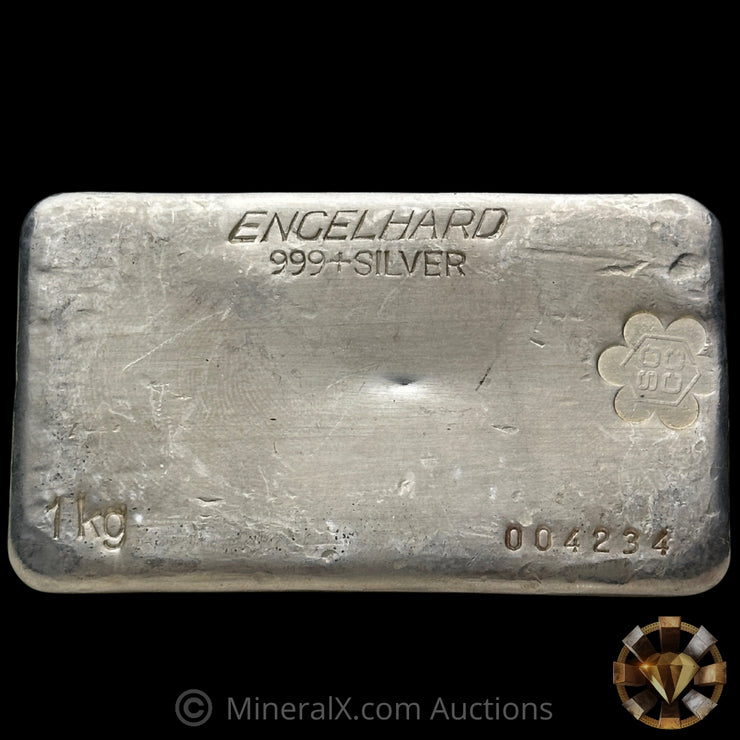 Kilo Engelhard Australia Vintage Silver Bar With SCCC Southern Cross Coins & Commodities Counterstamp