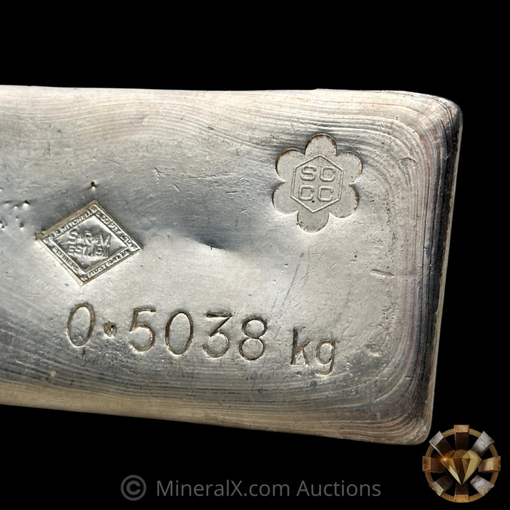 0.5038kg (1/2 Kilo) SRM Stanley Robert Mitchell Refiners Australia 2nd Series SCCC Counterstamp Vintage Silver Bar