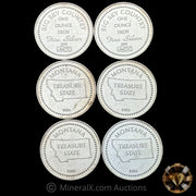 x6 1oz 1986 JM Johnson Matthey Big Sky Country Treasure State Montana Vintage Silver Coin Lot