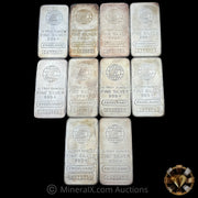 x10 10oz (100oz) Engelhard E Logo Vintage Silver Bar Lot