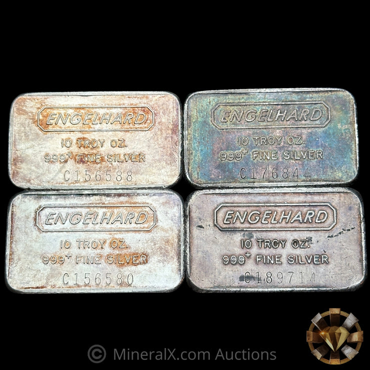x4 10oz (40oz) Engelhard C Serial Landscape Vintage Silver Bar Lot