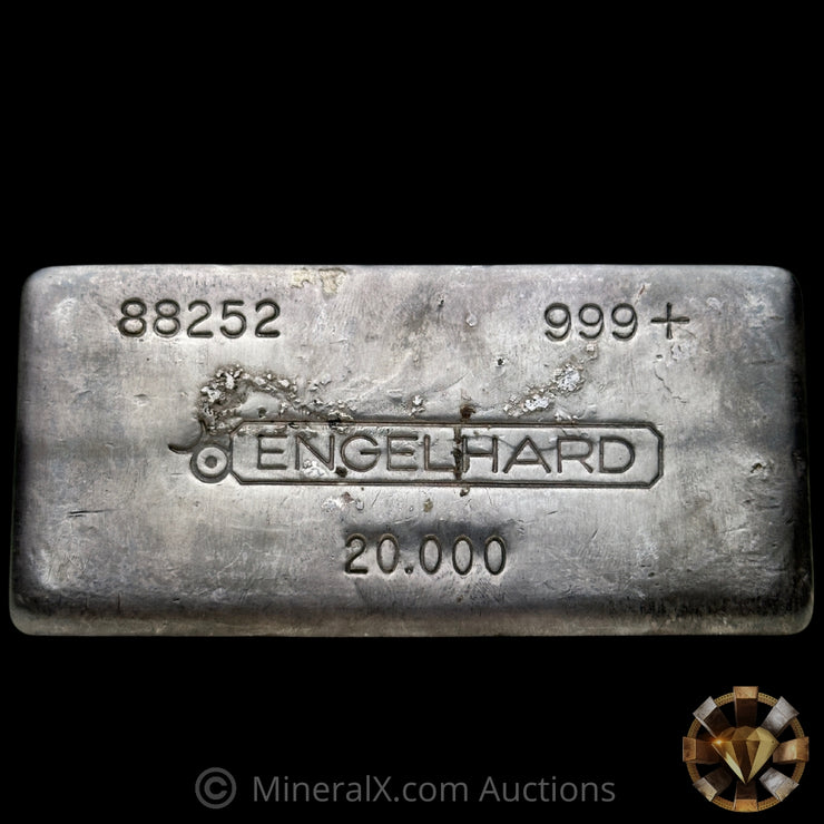 20oz Engelhard 3rd Series Bull Logo Flipped Serial Vintage Silver Bar