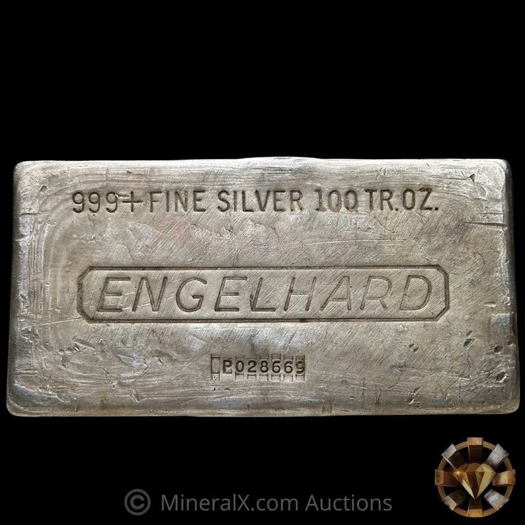 100oz Engelhard 6th Series P Serial With Rare K Prefix Anomaly Vintage Silver Bar In Unique Wide Mold