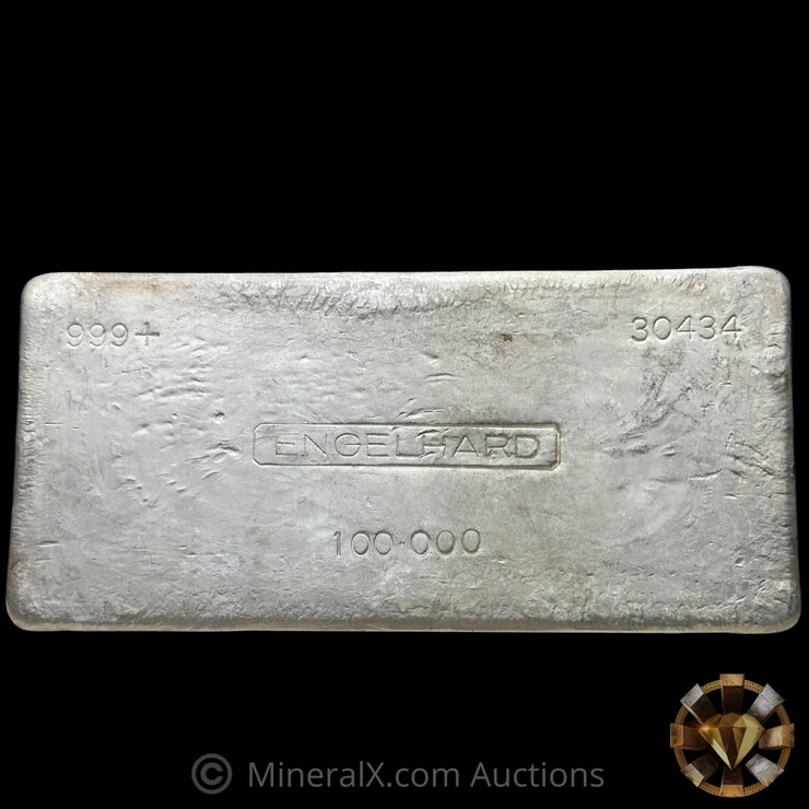 100oz Engelhard 3rd Series 5 Digit Floating Decimal Vintage Silver Bar
