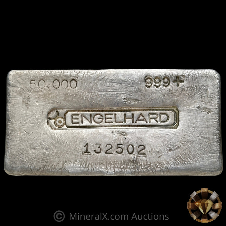 50oz Engelhard 4th Series Bull Logo Rare Flipped Weight Stamp Variety Vintage Silver Bar