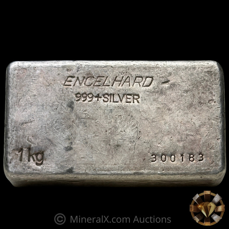 Kilo Engelhard Australia Reverse Stamp Vintage Silver Bar With Rare SILEC Counterstamp