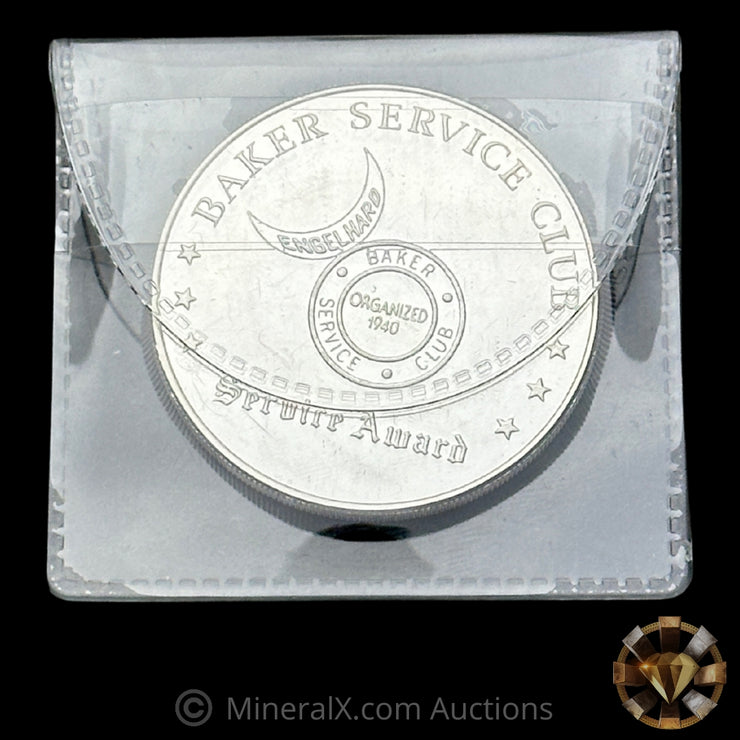 1oz Engelhard Industries Baker Service Club Service Award Bull Logo Vintage Silver Coin