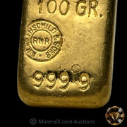 100g NM Rothschild & Sons Double Stilke 999.9 Vintage Gold Bar
