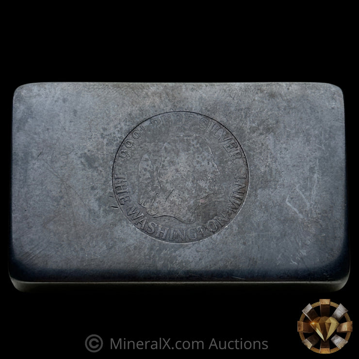 10.07oz The Washington Mint Odd Weight Rare Large Logo Vintage Silver Bar With Unique Polished Surfaces