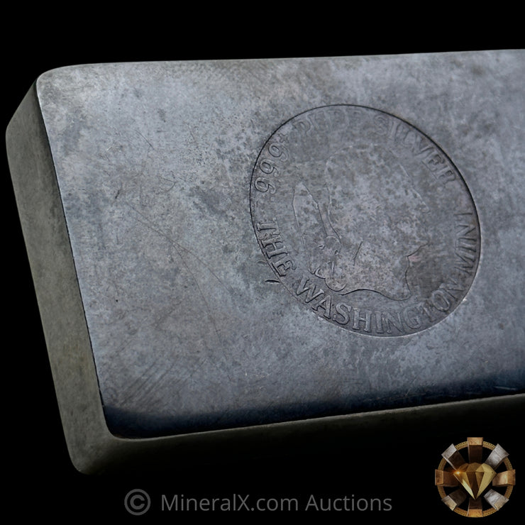 10.07oz The Washington Mint Odd Weight Rare Large Logo Vintage Silver Bar With Unique Polished Surfaces