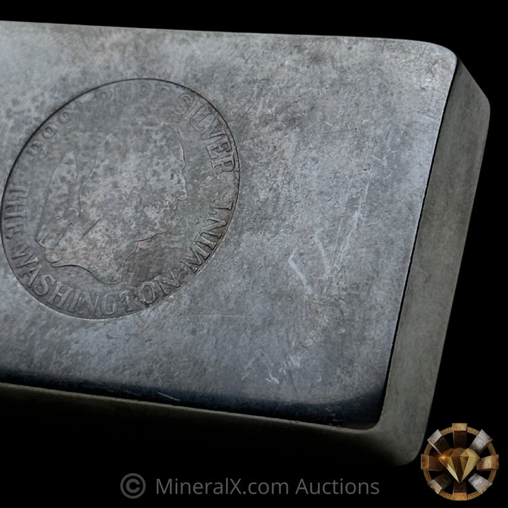 10.07oz The Washington Mint Odd Weight Rare Large Logo Vintage Silver Bar With Unique Polished Surfaces