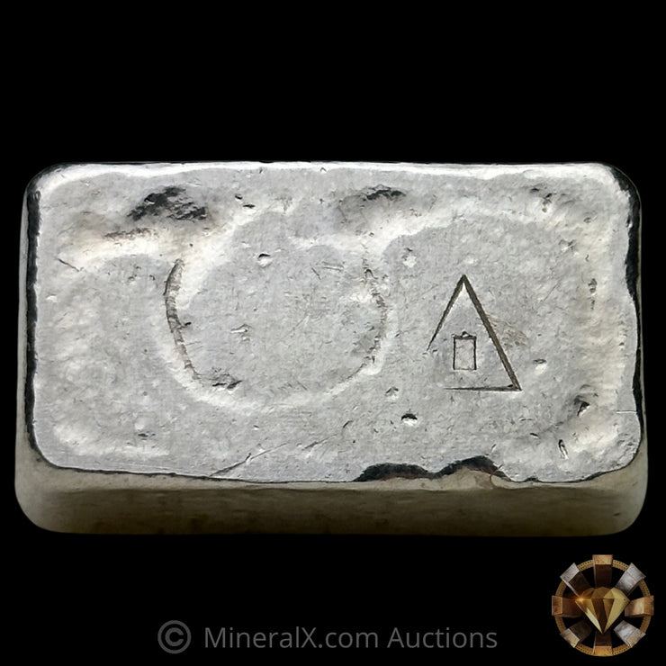 3oz W H Foster Wide Mold Variety Vintage Silver Bar With Deak Triangle Reverse Counterstamp