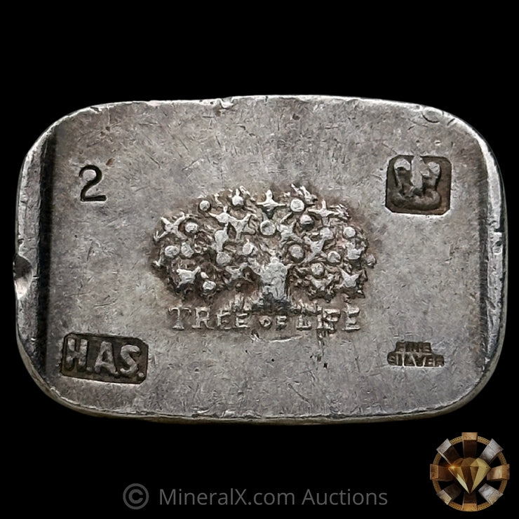2oz H Alvin Sharpe HAS Tree Of Life Vintage Silver Bar