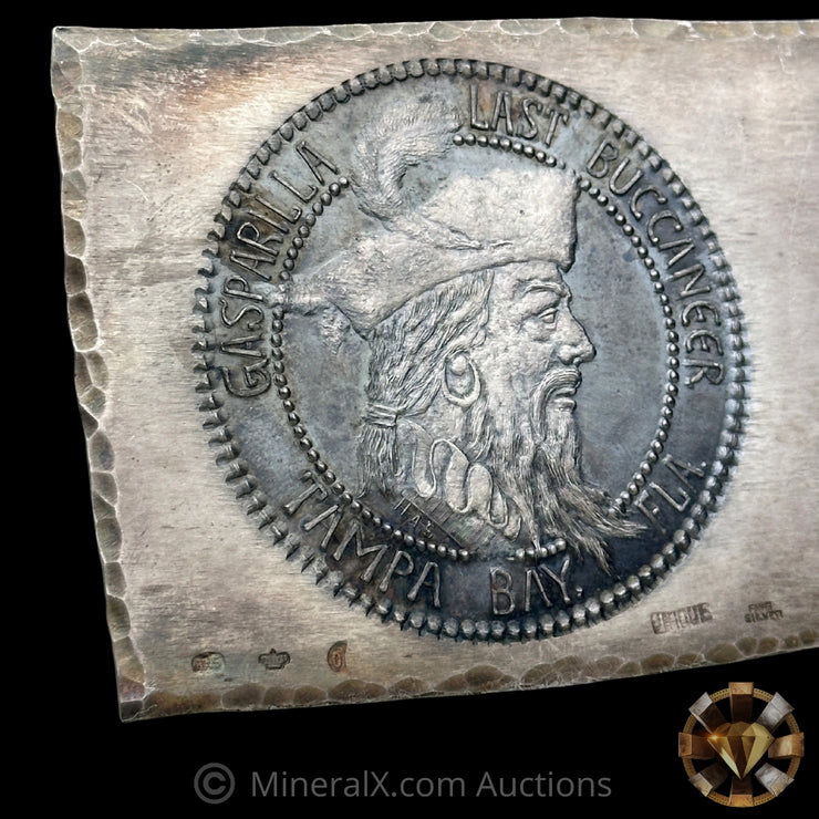 5.85oz H Alvin Sharpe HAS Gasparilla Last Buccaneer Tampa Bay FLA Vintage Silver Bar
