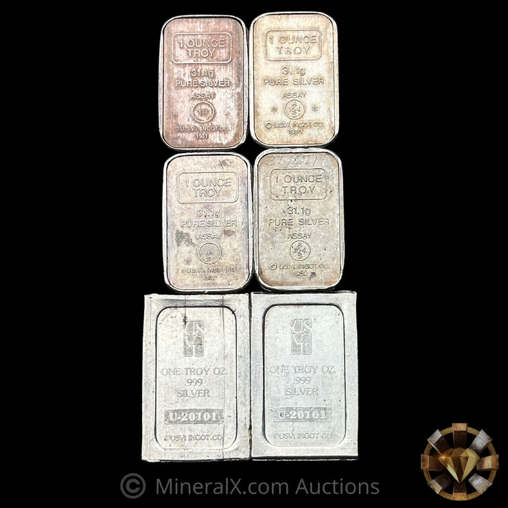 x4 1oz USVI Ingot Vintage Silver Bar Lot