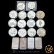 x18 1oz Misc Vintage Silver Bar & Coin Lot