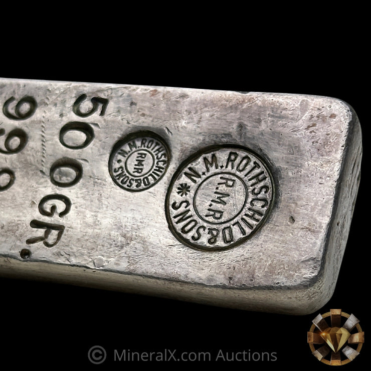 500g N.M. Rothschild & Sons RMR Vintage Silver Bar