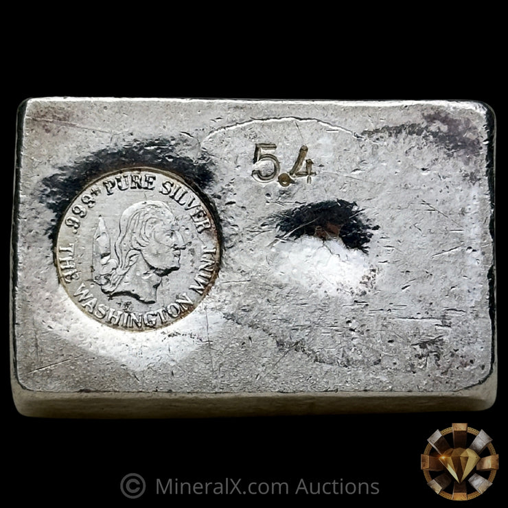 5.4oz The Washington Mint Odd Weight Rare Small Logo Vintage Silver Bar