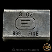 3oz Engelhard E Logo Industrial Extruded Vintage Silver Bar With 1969 Dated Inscription