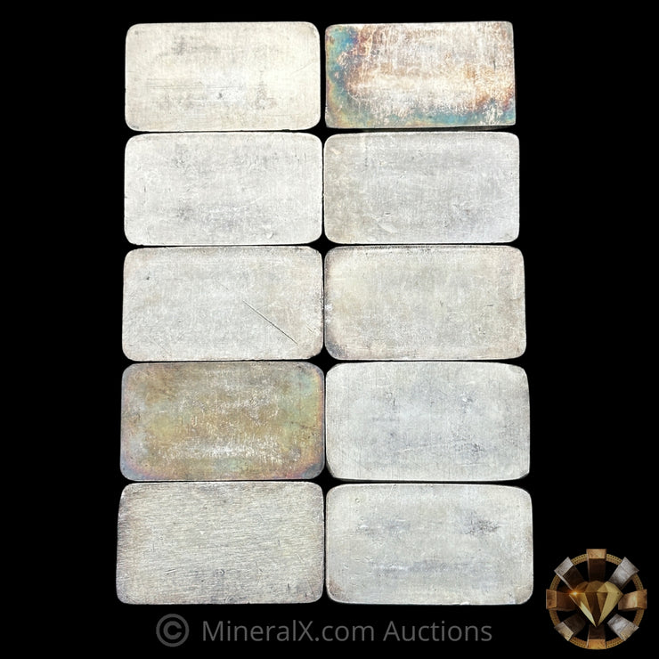 x10 10oz (100oz) Engelhard P Loaf Vintage Silver Bar Lot