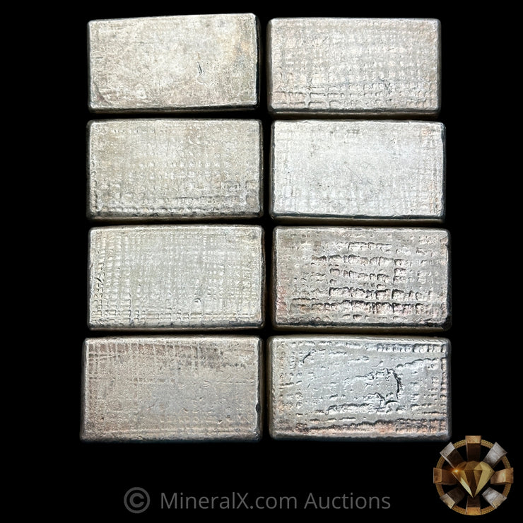 x8 10oz Engelhard Waffleback Vintage Silver Bar Lot