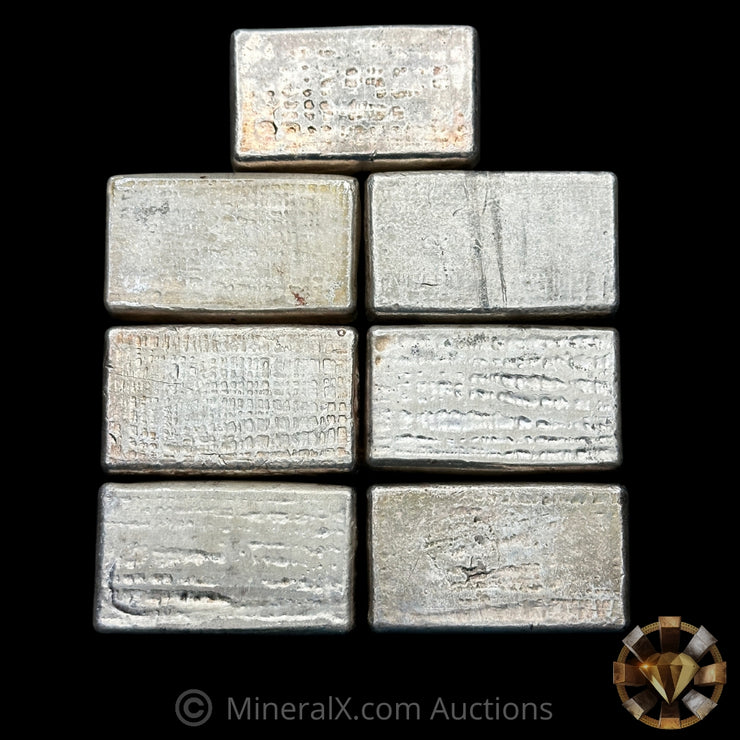 x7 10oz Engelhard "99 9 Wide Space Fineness" Variety Waffleback Vintage Silver Bar Lot
