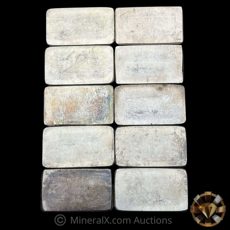 x10 10oz (100oz) Engelhard P Loaf Vintage Silver Bar Lot