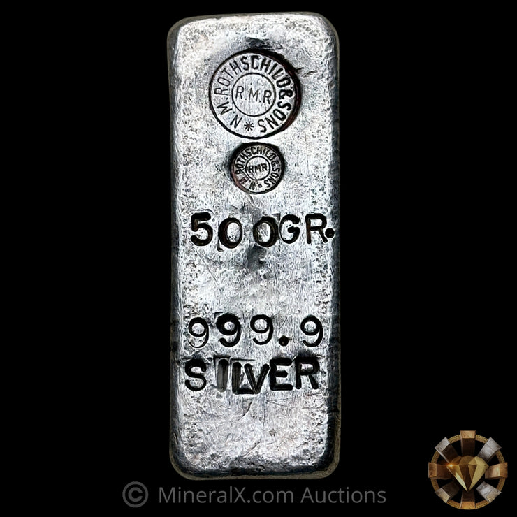 500g N.M. Rothschild & Sons RMR Vintage Silver Bar
