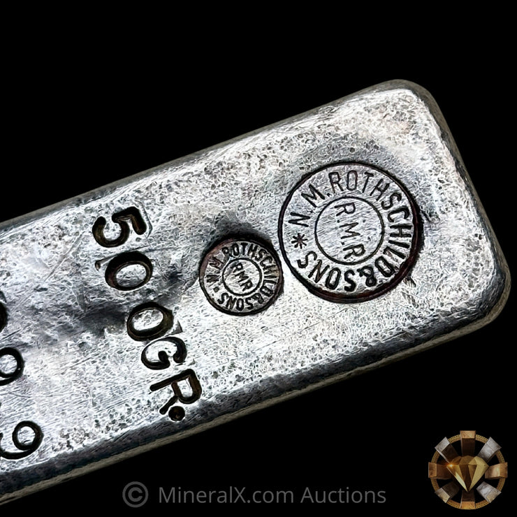 500g N.M. Rothschild & Sons RMR Vintage Silver Bar