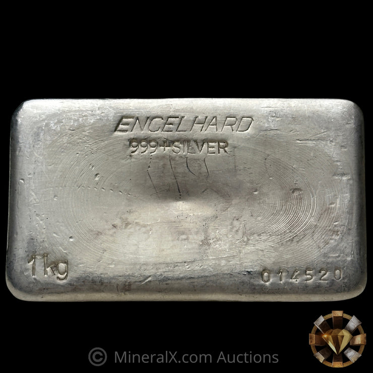 Kilo Engelhard Australia Reverse Stamp Vintage Silver Bar With Rare SILEC Counterstamp
