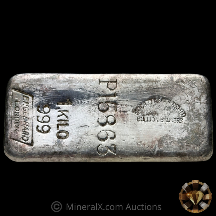 Kilo Engelhard London Vintage Silver Bar With Mocatta & Goldsmid Counterstamp