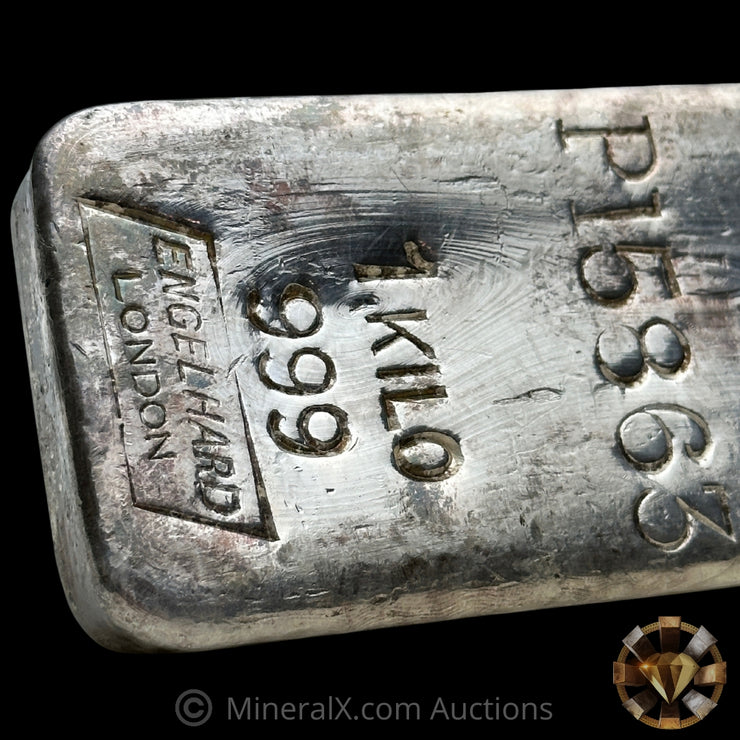 Kilo Engelhard London Vintage Silver Bar With Mocatta & Goldsmid Counterstamp