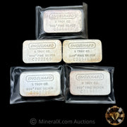 x5 5oz (25oz) Engelhard Vintage Silver Bar Lot