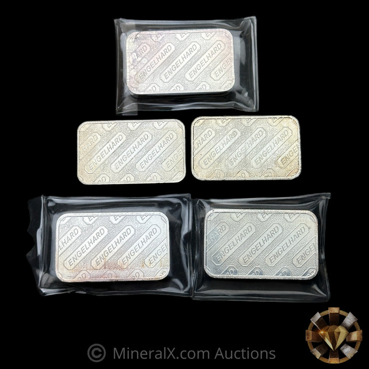 x5 5oz (25oz) Engelhard Vintage Silver Bar Lot