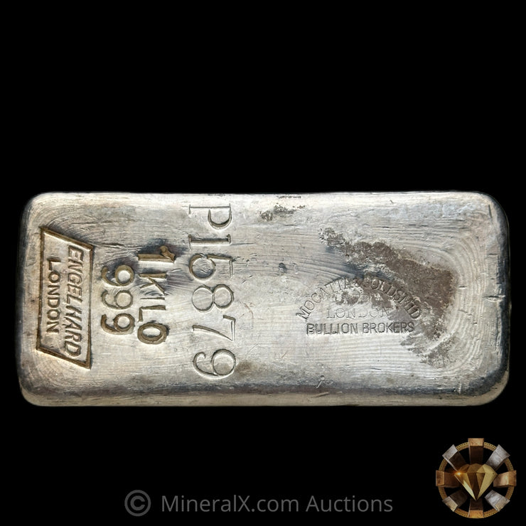 Kilo Engelhard London Vintage Silver Bar With Mocatta & Goldsmid Counterstamp
