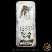 Kilo Engelhard London Vintage Silver Bar With Mocatta & Goldsmid Counterstamp