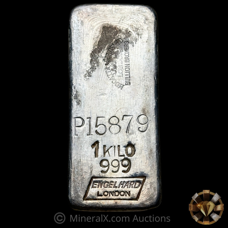 Kilo Engelhard London Vintage Silver Bar With Mocatta & Goldsmid Counterstamp