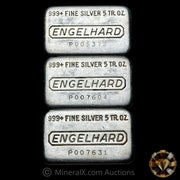 x3 5oz Engelhard P Loaf Vintage Silver Bar Lot
