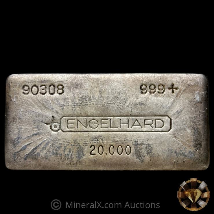 20oz Engelhard 3rd Series Bull Logo Flipped Serial Vintage Silver Bar