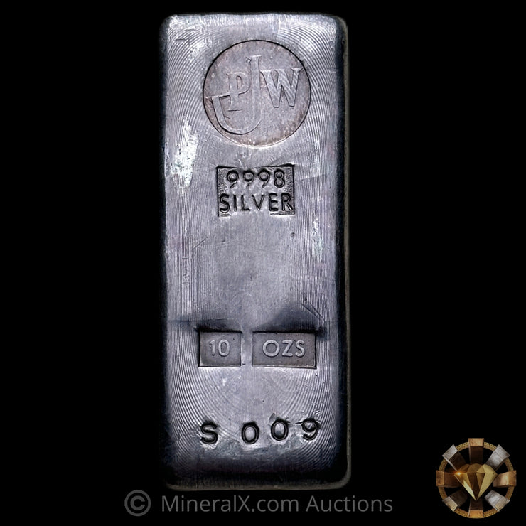 10oz PJW Philip J Williams & Associates Australia Vintage Silver Bar With Low Single Digit Serial