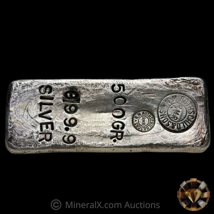 500g N.M. Rothschild & Sons RMR Vintage Silver Bar