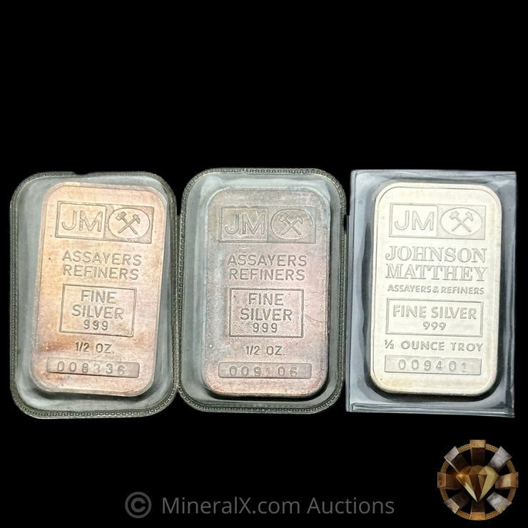 x3 1/2oz JM Johnson Matthey Vintage Silver Bar Lot