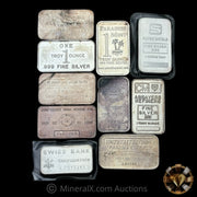 x10 1oz Misc Vintage Silver Bar Lot