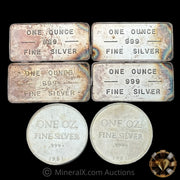 x6 1oz Misc Vintage Silver Bar & Coin Lot