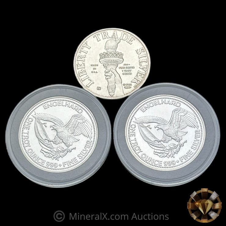 x3 1oz Engelhard Misc Vintage Silver Coin Lot